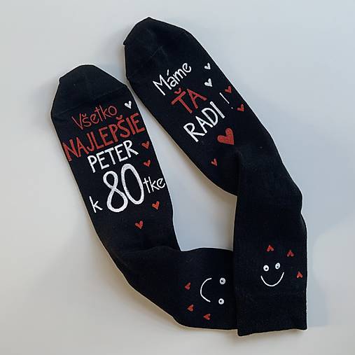 Maľované ponožky s nápisom: "Všetko najlepšie..."