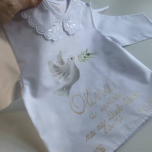 Krstná košieľka a svieca na krst maľovaná  s holubicou
