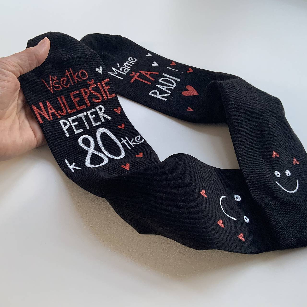 Maľované ponožky s nápisom: "Všetko najlepšie..."