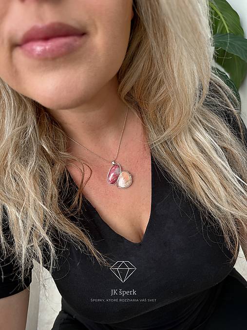 Strieborný 925/1000 prívesok s thulitom a skolecitom ZVÝHODNENÁ CENA