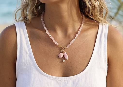 Náhrdelník ruženín, perly