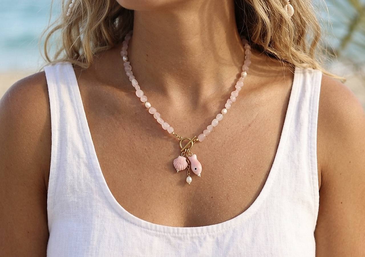 Náhrdelník ruženín, perly