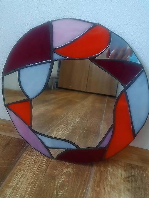 Zrkadlá - Vitrážové Tiffany zrkadlo okrúhle - 18311452_