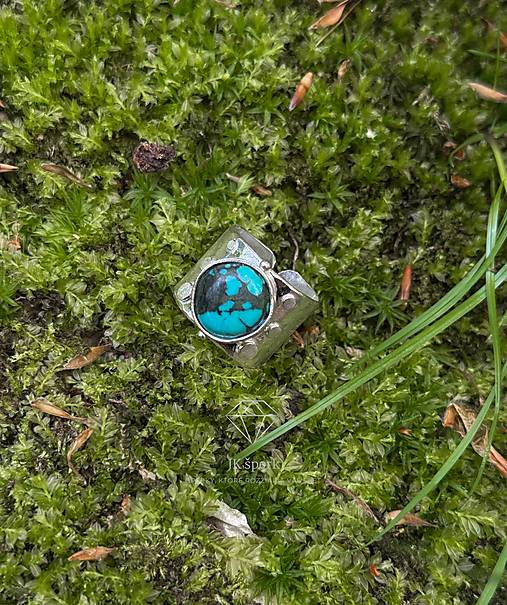 Strieborný 925/1000 prsteň s tibetskym tyrkysom
