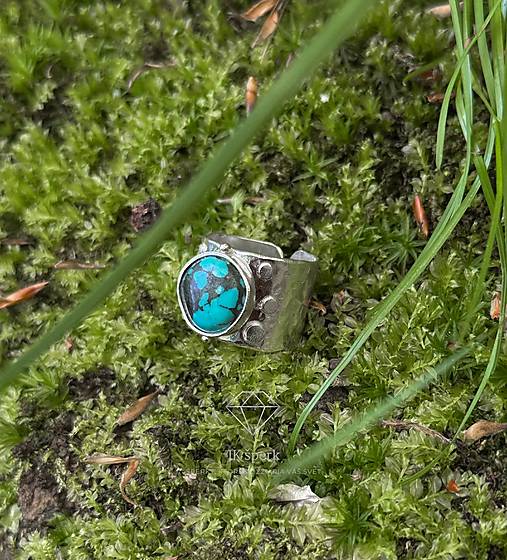 Strieborný 925/1000 prsteň s tibetskym tyrkysom