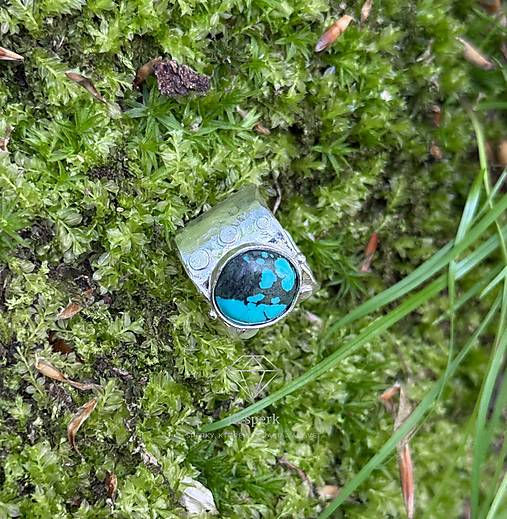 Strieborný 925/1000 prsteň s tibetskym tyrkysom