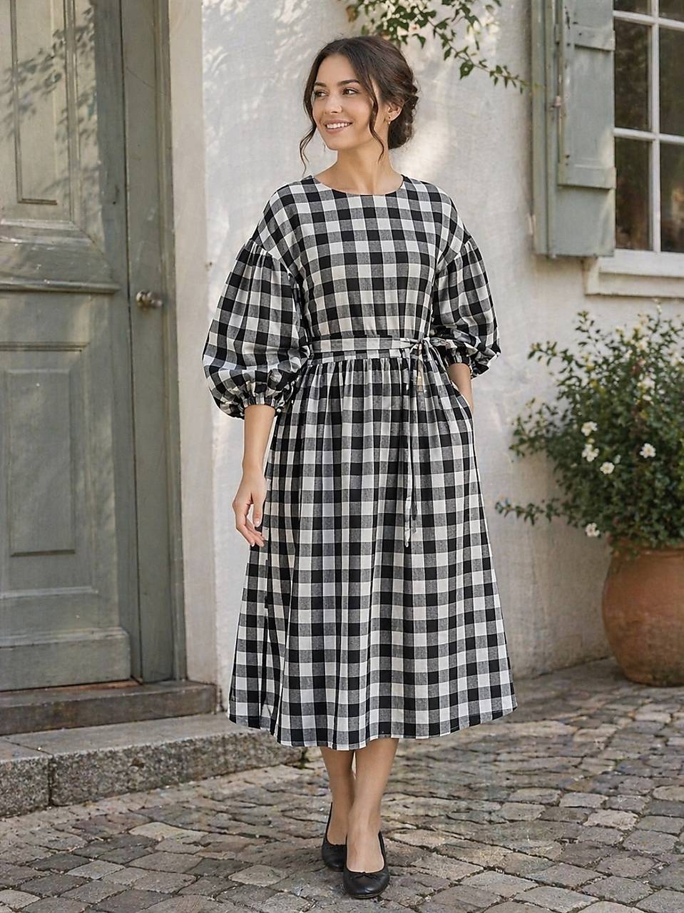 Mušelínové šaty  (Čierno-biela)