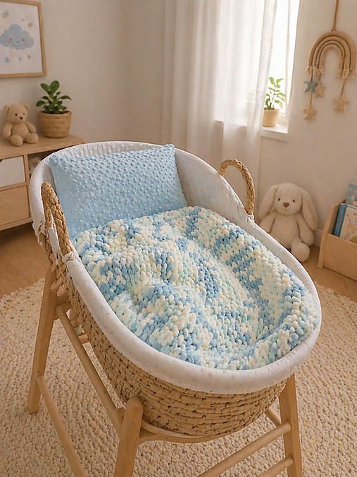 Detský textil - Deky - Detská Puffy deka -modro-béžový melír - 18314678_