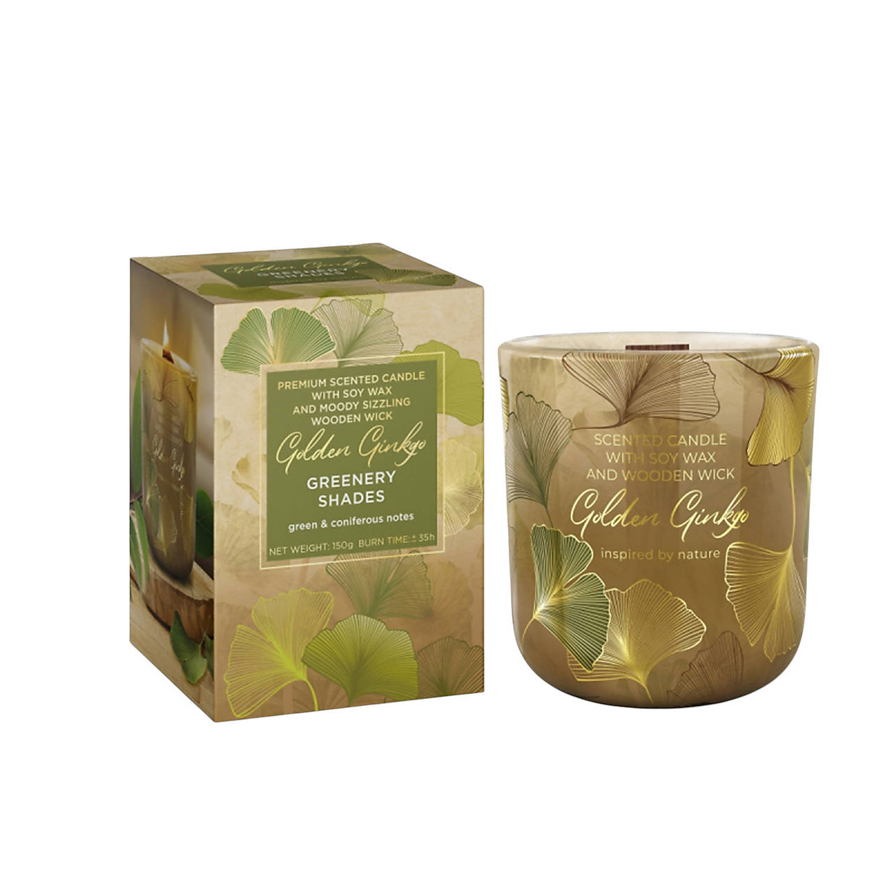 Sójová sviečka Ginkgo - Greenery shades 150g