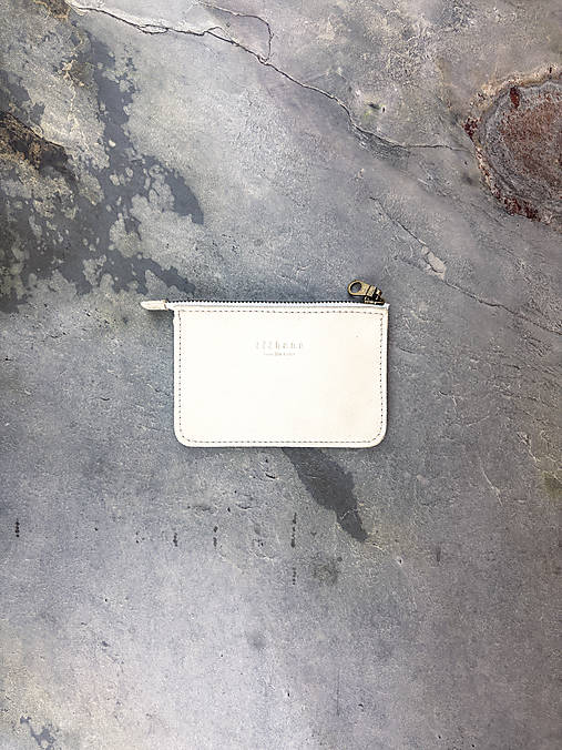 Peňaženky - Unisex malá kožená peňaženka na zips rhea III.  (Biela) - 18315723_