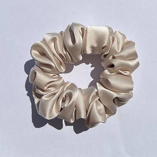 Ozdoby do vlasov - Saténová scrunchie | CLASSIC (Béžová (semi-matný satén)) - 18318130_