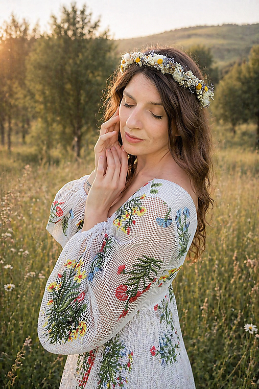 Naturálny venček "lúče v poľnej tráve"