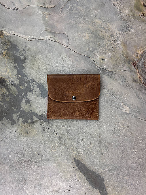 Peňaženky - Theia III. - kožená peňaženka - minimalistická, na cvok, unisex (Hnedá) - 18320932_