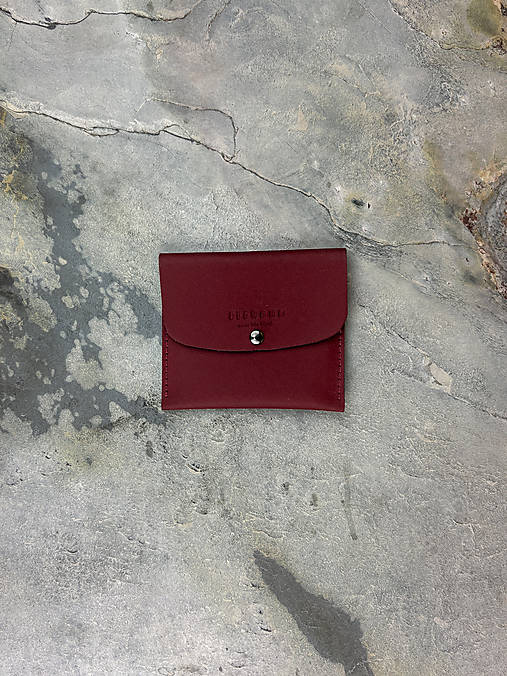 Peňaženky - Theia III. - kožená peňaženka - minimalistická, na cvok, unisex (Bordová) - 18320943_