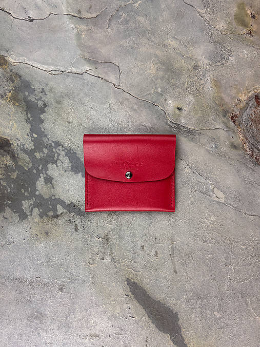 Peňaženky - Theia III. - kožená peňaženka - minimalistická, na cvok, unisex (Červená) - 18320946_