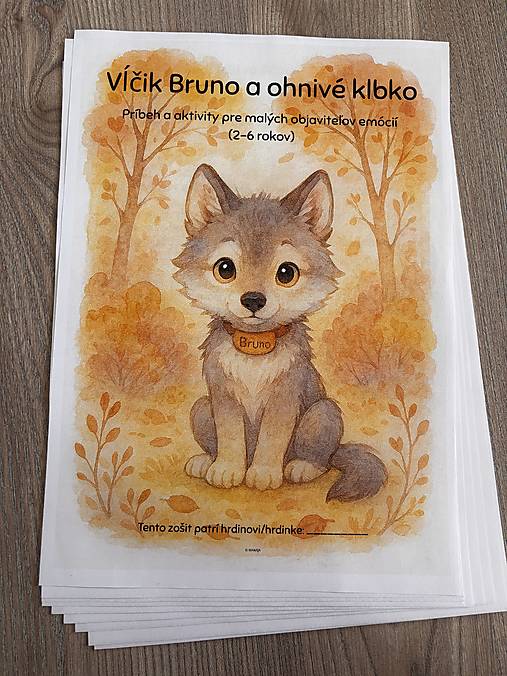 Materiál ručne robený - Vĺčik Bruno a ohnivé klbko: Interaktívny sprievodca detským hnevom (PDF) - 18322854_