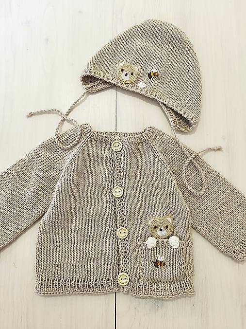 Detské súpravy - Setík macko s včielkou 100% Cotton - 18321543_