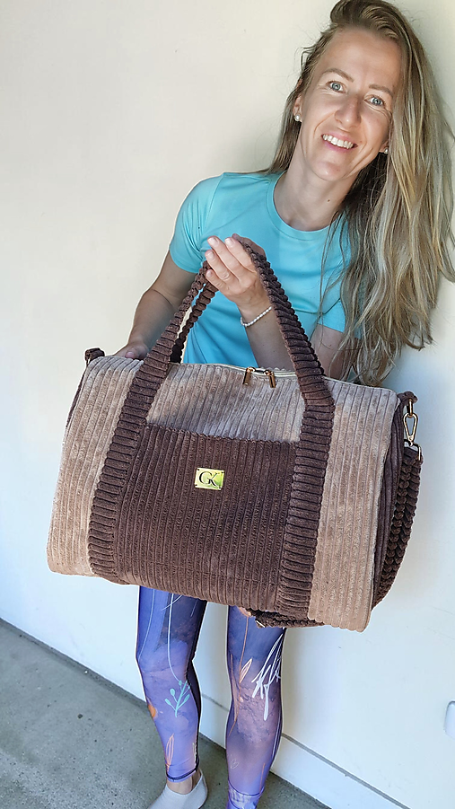 Veľké tašky - Gk Travel Bag - cestovná taška menčestrová karamelovo hnedá - aj iné odtiene - 18324245_