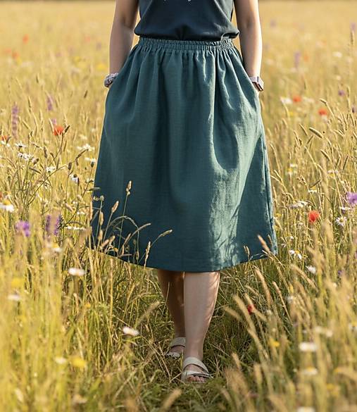 Ľanová sukňa (Zelená)