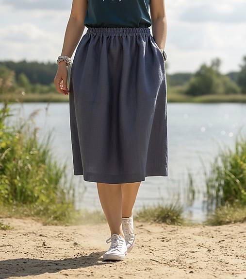 Ľanová sukňa (Modrá)