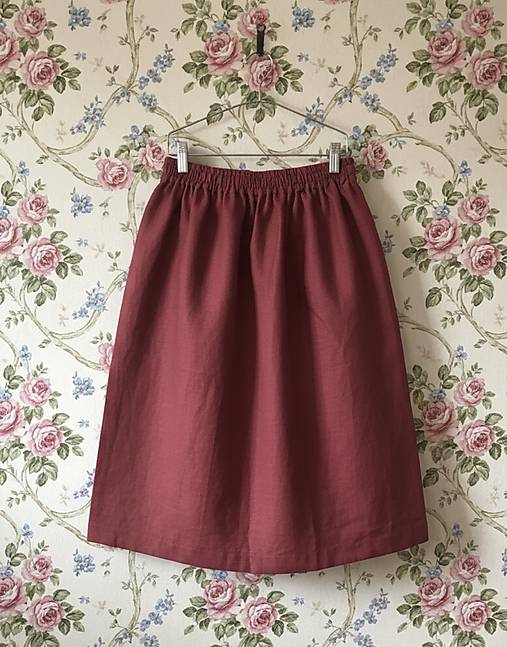 Ľanová sukňa (Bordová)