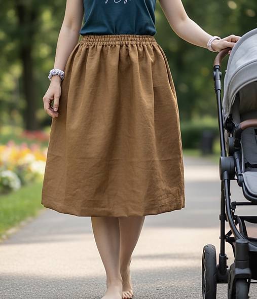 Ľanová sukňa (Hnedá)