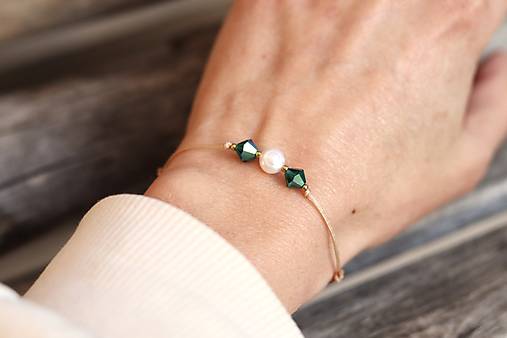 Šnúrkový náramok perla, krištáľ