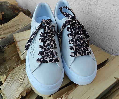 Ponožky, pančuchy, obuv - Šnúrky do topánok. "leopard" - 18326883_