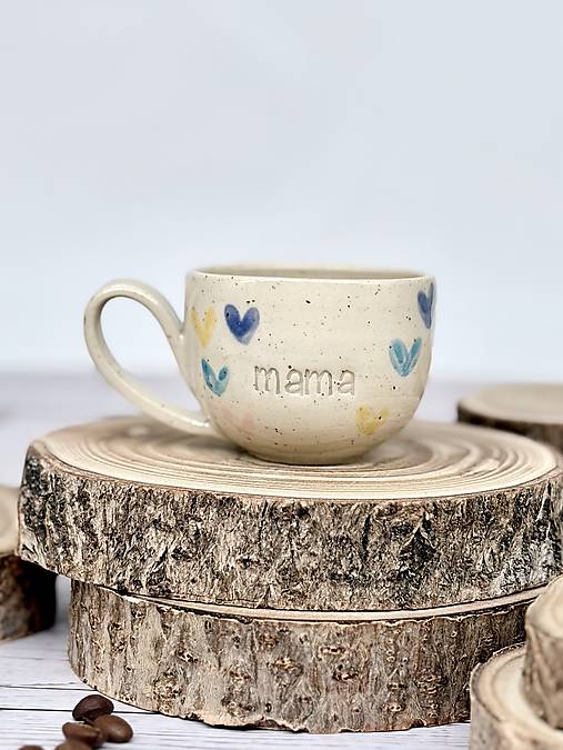 Dotty Farebné Srdiečka - šálka espresso mama (100ml, s uškom)