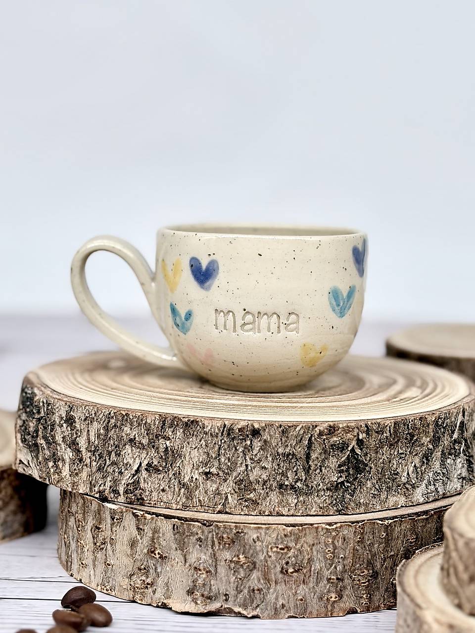 Dotty Farebné Srdiečka - šálka espresso mama (100ml, s uškom)