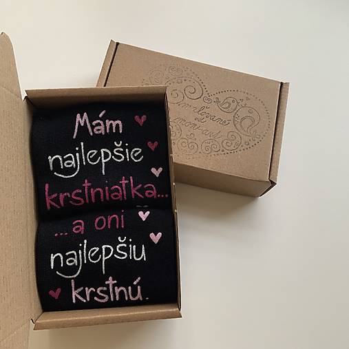 Maľované ponožky pre najlepšiu KRSTNÚ (čierne členkové)