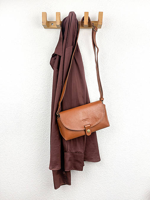 Kabelky - Tethys III. - kožená skladaná kabelka - crossbody (Hnedá cognac) - 18325252_