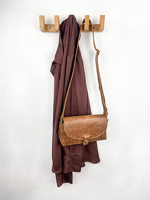 Kabelky - Tethys III. - kožená skladaná kabelka - crossbody (Hnedá cowboy) - 18325254_