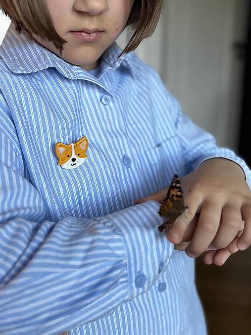 Keramická brošňa corgi