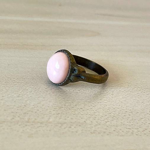 ZĽAVA 35% Simple Mini Bronze Faceted Peruvian Opal Ring / Jemný bronzový prsteň s opálom Peru E035