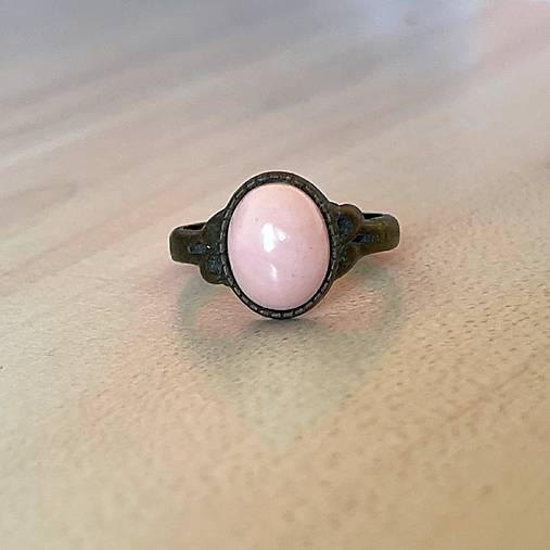 ZĽAVA 35% Simple Mini Bronze Faceted Peruvian Opal Ring / Jemný bronzový prsteň s opálom Peru E035