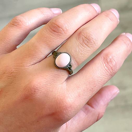 ZĽAVA 35% Simple Mini Bronze Faceted Peruvian Opal Ring / Jemný bronzový prsteň s opálom Peru E035