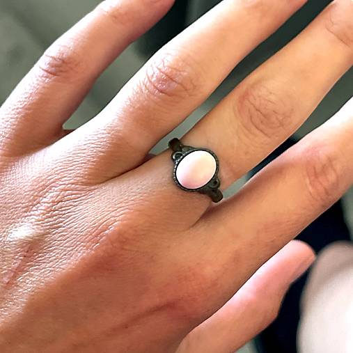 ZĽAVA 35% Simple Mini Bronze Faceted Peruvian Opal Ring / Jemný bronzový prsteň s opálom Peru E035