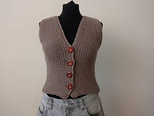 Vesty - Pletená vesta - 18329347_
