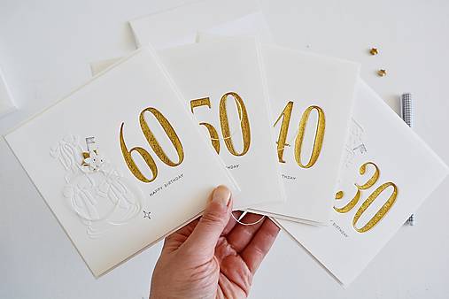 Papiernictvo - Pozdrav k jubileu/zlatá - 30, 40, 50, 60... - 18330102_