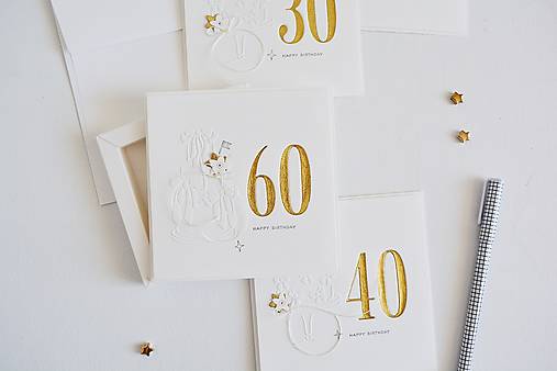 Papiernictvo - Pozdrav k jubileu/zlatá - 30, 40, 50, 60... (60) - 18330118_