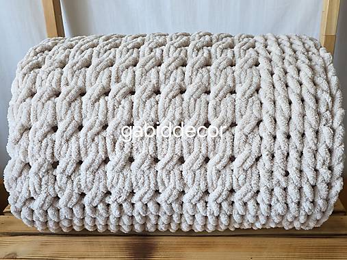 Deka z vlny alize puffy (Objednávka, cca (140 x 180) cm, farba slonová kosť)