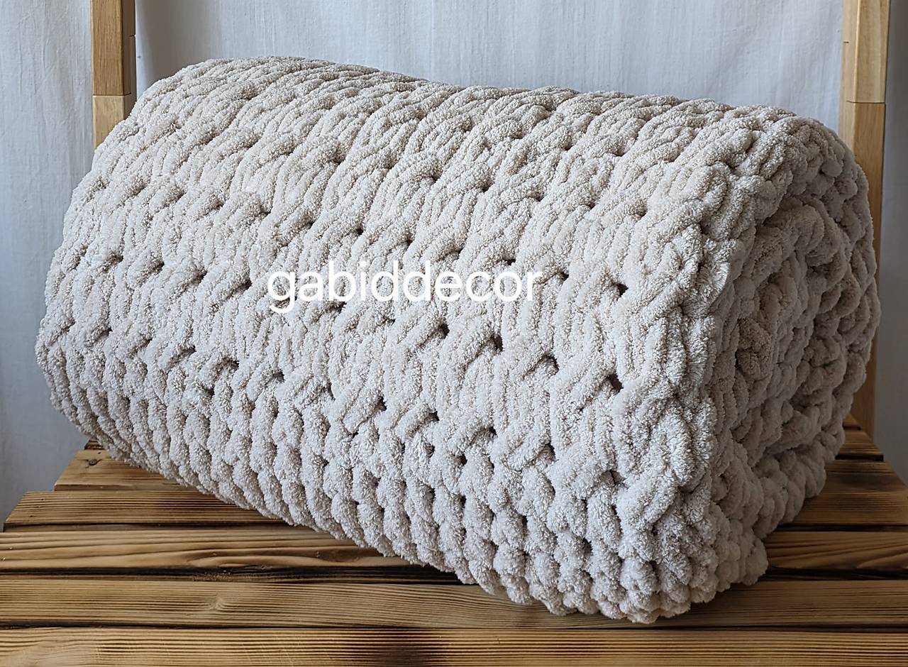 Deka z vlny alize puffy (Objednávka, cca (140 x 180) cm, farba slonová kosť)