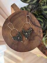 Náušnice - Macrame hojdavé náušnice- väčšie koliesko (Zelená) - 18330875_