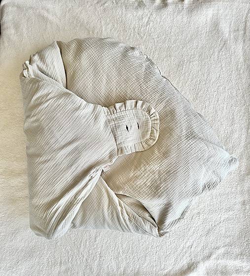 Detský textil - Mušelínová pérová zavinovačka - béžová - 18329776_
