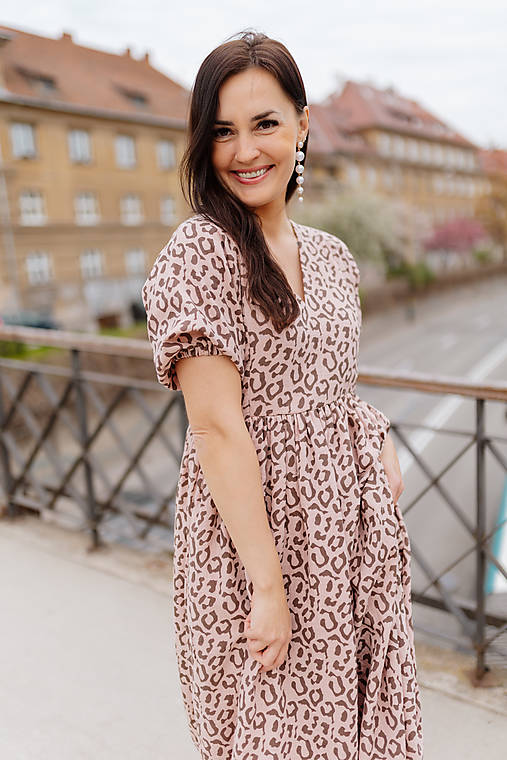 Šaty - Mušelínové maxi šaty "Boho Breeze" - leopard - 18332627_