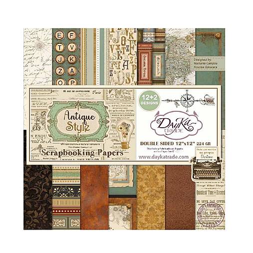 Papier - Scrapbook papier  Antique style 12x12 - 18339568_