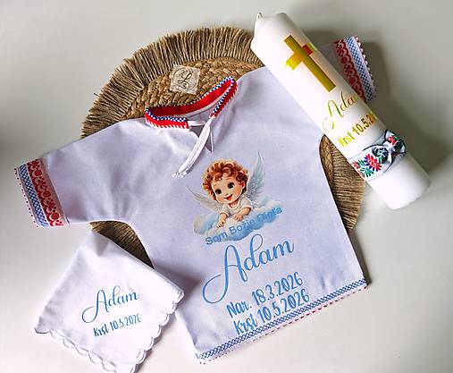 Detský textil - Personalizovaný krstný set pre chlapčeka - 18339959_