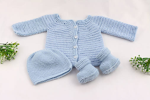 Detské súpravy - Bledomodrý set MERINO/KAŠMÍR - 18340300_