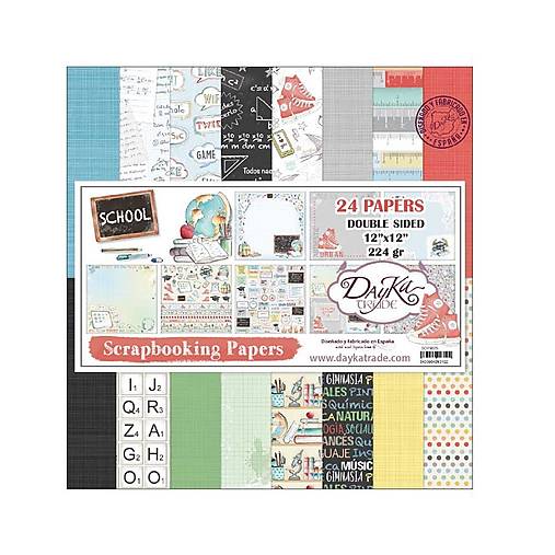 Papier - Scrapbook papier Škola 12x12 - 18342078_